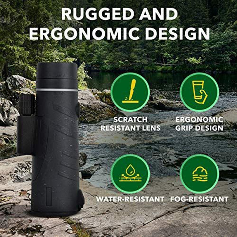 AM-D08 12X42 High Power HD Monocular Night Vision BAK4 Prism Telescope for Bird Watching, Hunting, Surveillance, Hiking