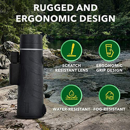AM-D08 12X42 High Power HD Monocular Night Vision BAK4 Prism Telescope for Bird Watching, Hunting, Surveillance, Hiking
