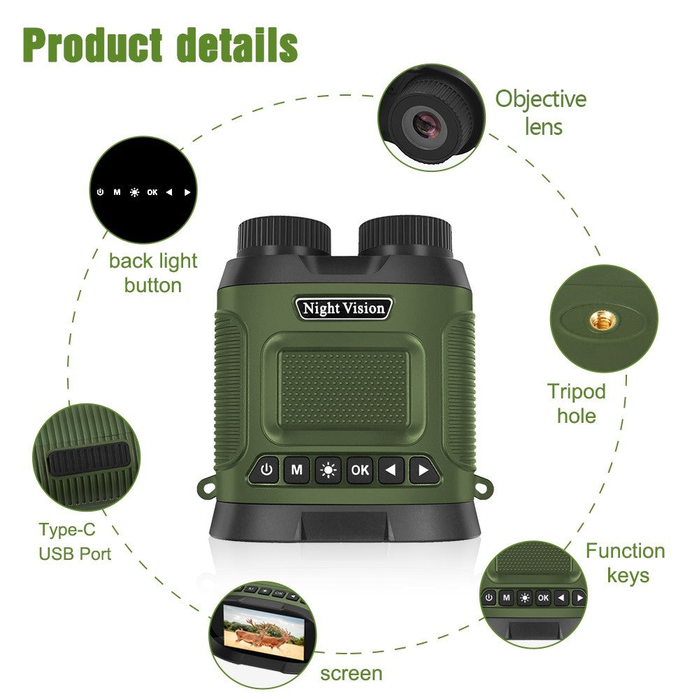 DT29 3-inch HD Photograph Infrared Binoculars for Bird Watching, Recording, Digital Binoculars with Night Vision