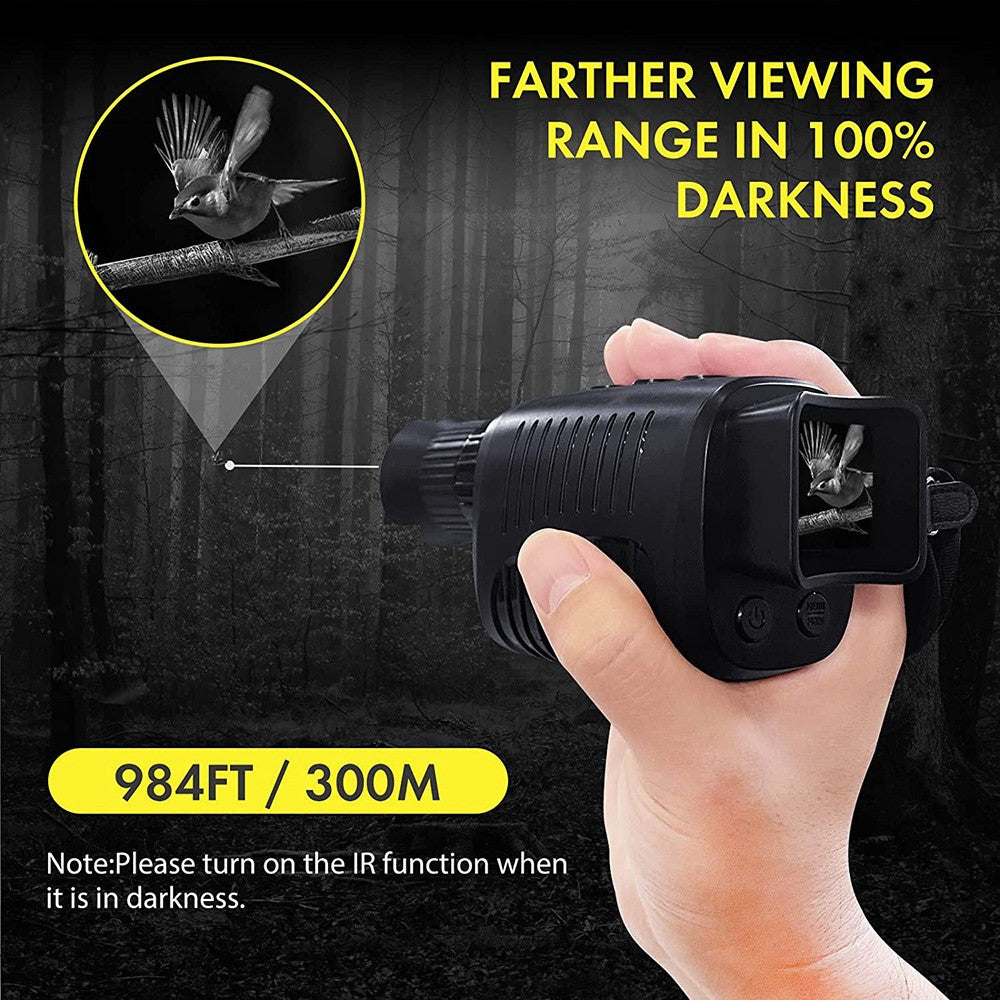 R7 HD Full Black Infrared Digital Monocular Night Vision Monocular Support 5X Zoomable, Photography, Video Recording