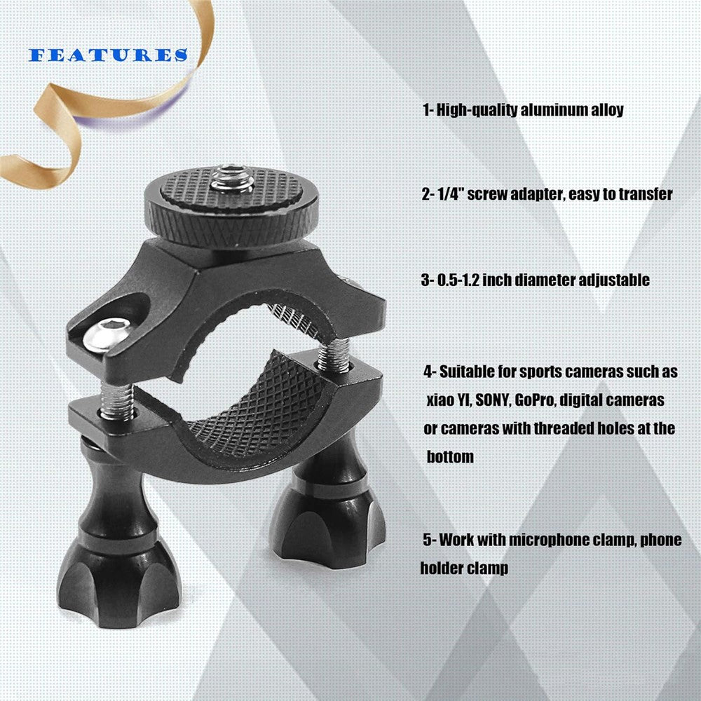 KF27870 Bike Camera Mount 1 / 4-inch Screw Adapter Bicycle Action Camera Bracket for GoPro / DJI Osmo