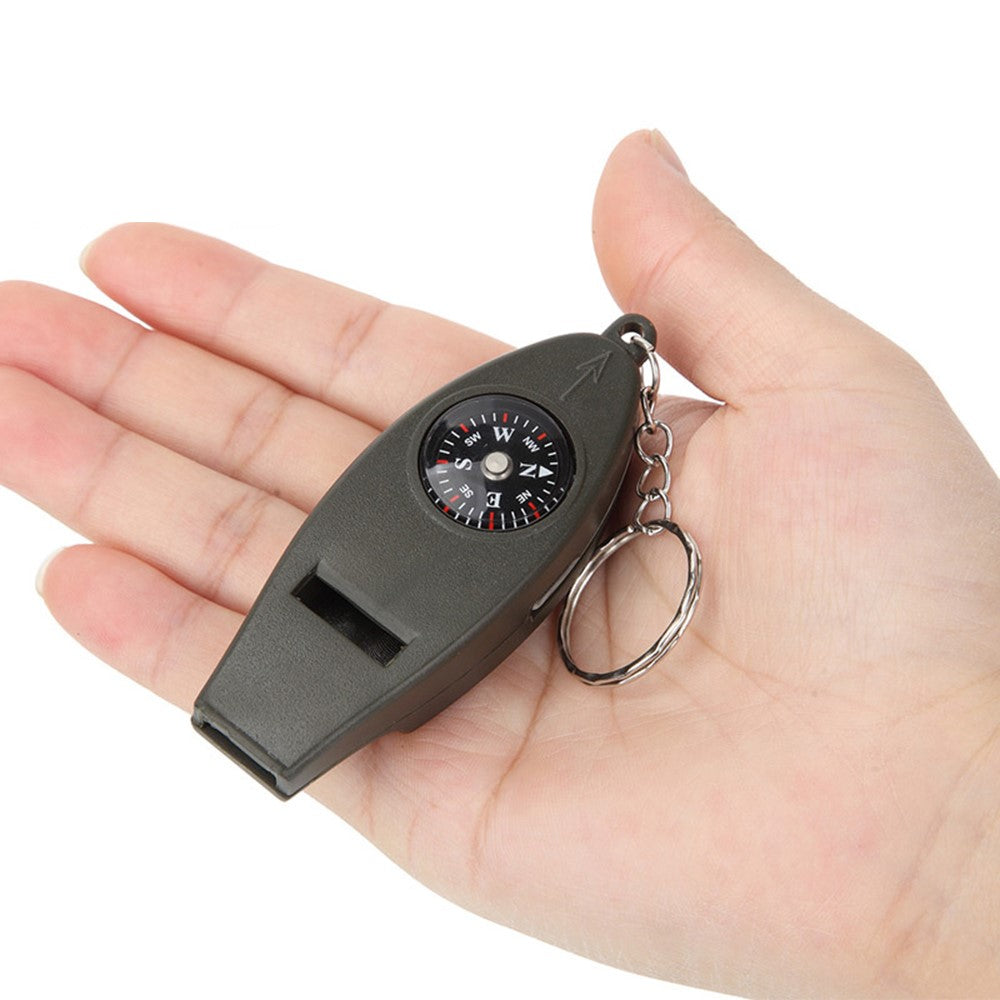 AOTU Multifunction 4 In 1 Survival Tool Whistle Compass Glass Magnifier Thermometer