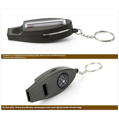 AOTU Multifunction 4 In 1 Survival Tool Whistle Compass Glass Magnifier Thermometer
