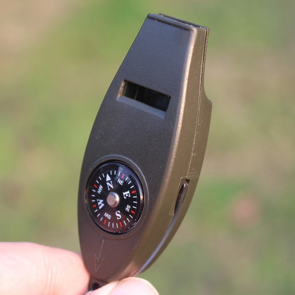 AOTU Multifunction 4 In 1 Survival Tool Whistle Compass Glass Magnifier Thermometer