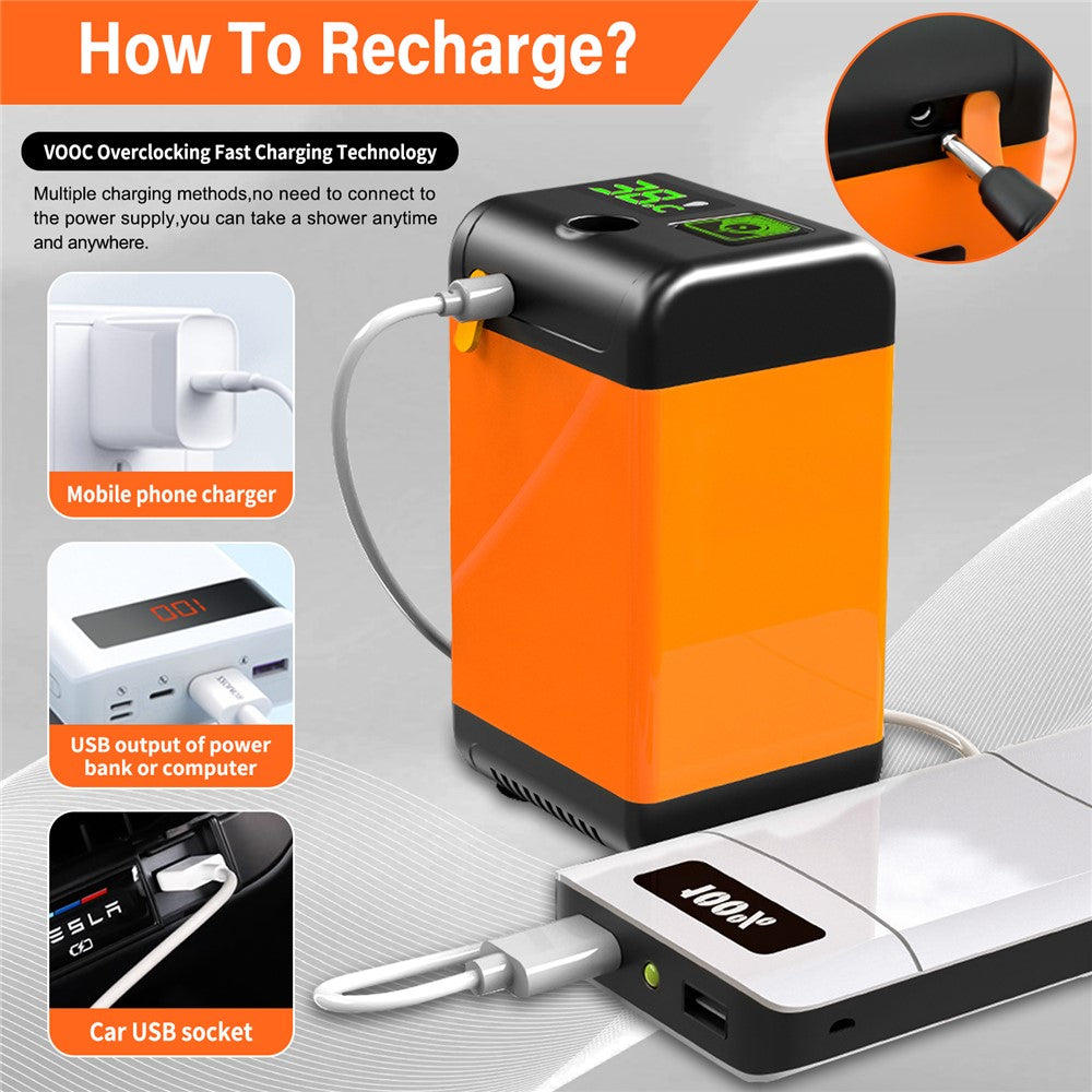 7800mAh Camping-Dusche mit Temperaturüberwachung & 3 Sprühmodi