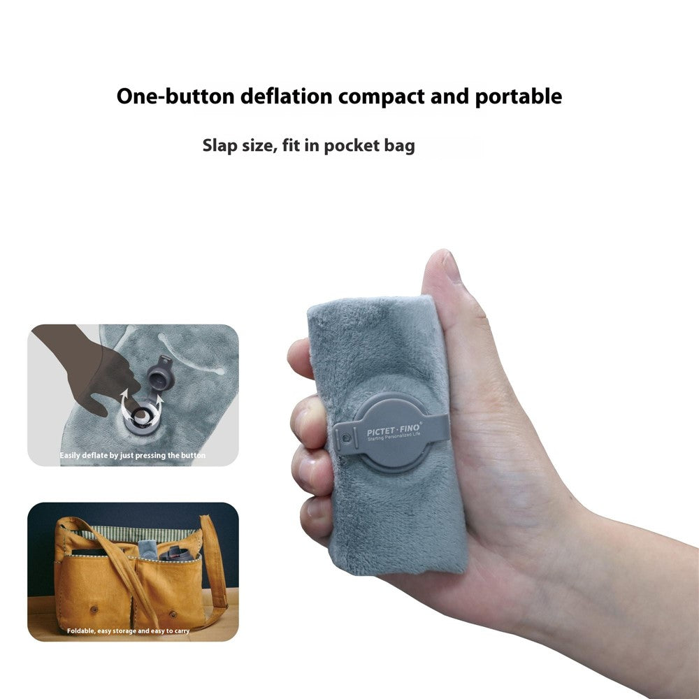 PICTET.FINO RH66 Crystal Velvet Inflatable Neck Pillow Travel-Friendly Portable Neck Pillow