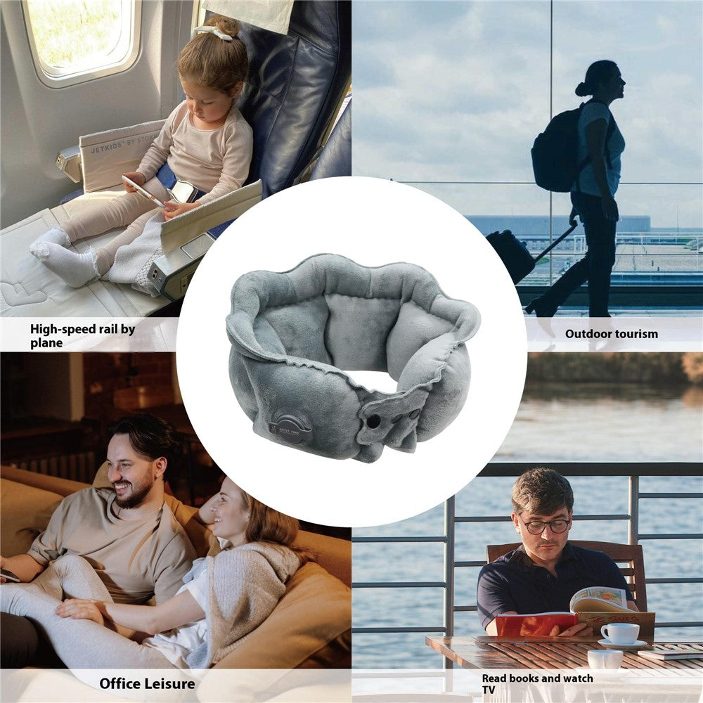 PICTET.FINO RH66 Crystal Velvet Inflatable Neck Pillow Travel-Friendly Portable Neck Pillow