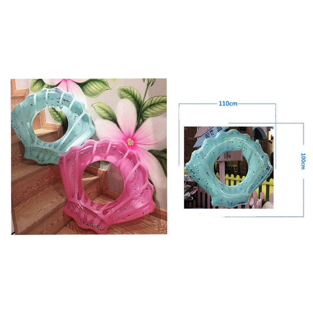 100*110cm PVC Swim Ring Inflatable Sequins Shell Shape Water Float for Children Adults