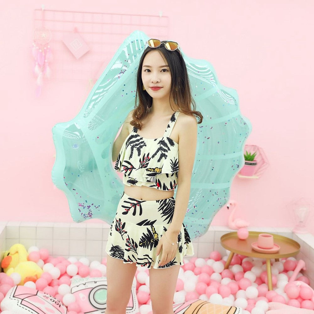100*110cm PVC Swim Ring Inflatable Sequins Shell Shape Water Float for Children Adults