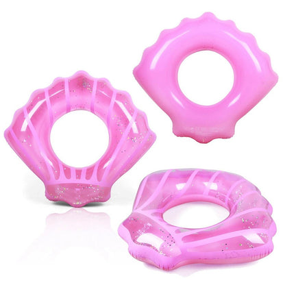100*110cm PVC Swim Ring Inflatable Sequins Shell Shape Water Float for Children Adults