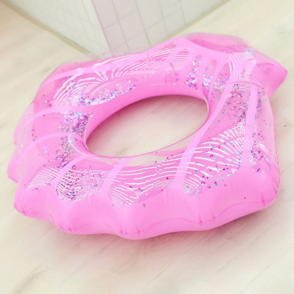 80*90cm Sequins Shell Shape Inflatable Swimming Ring Summer Pool Toy