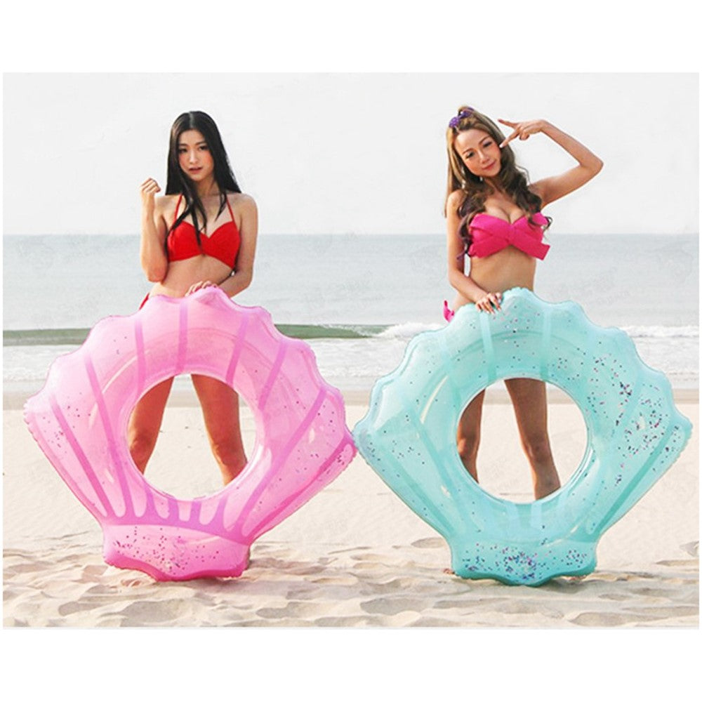 70*80cm Scallop Shell Inflatable Swim Ring Glitter Sequins Summer Swim Tube Inflatable Pool Toy