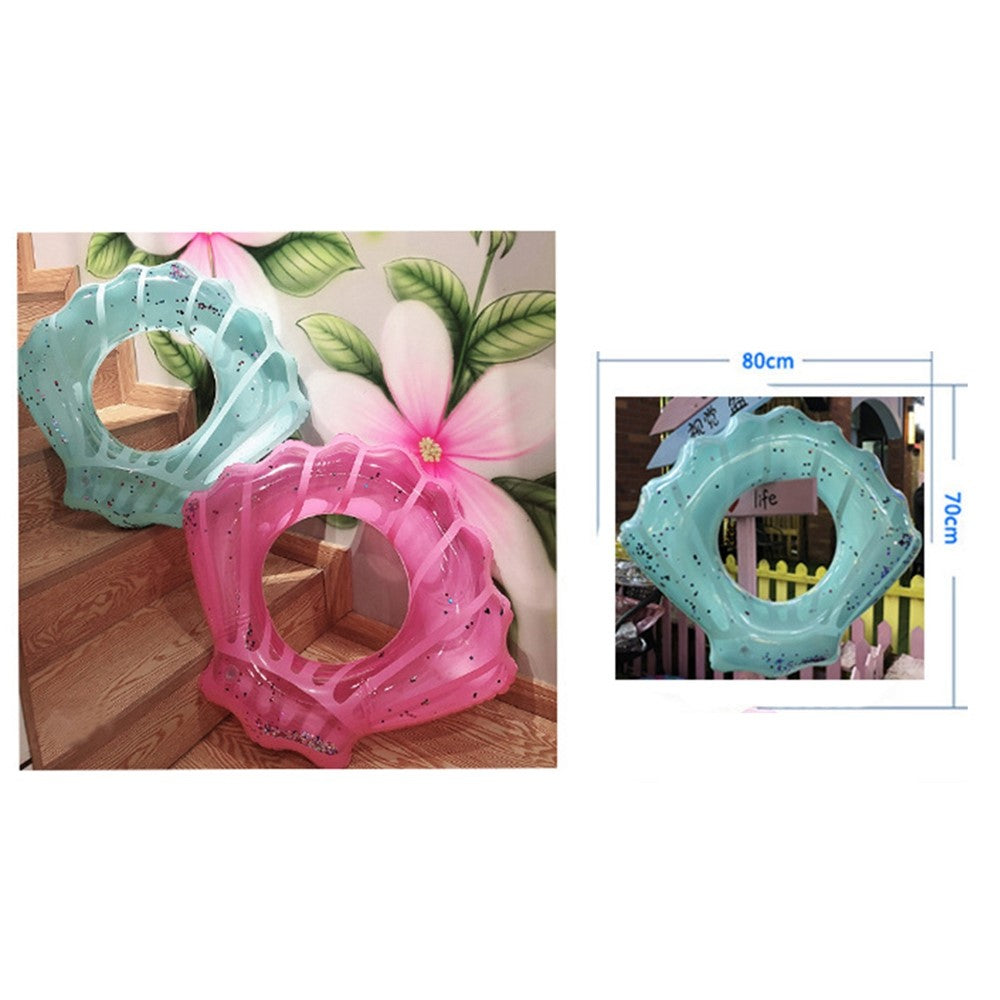70*80cm Scallop Shell Inflatable Swim Ring Glitter Sequins Summer Swim Tube Inflatable Pool Toy
