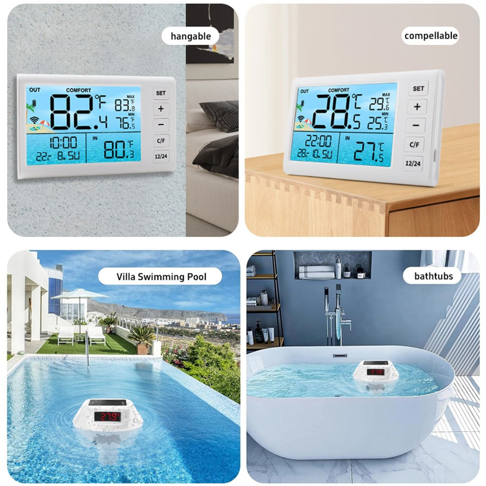 TS-PL01 Wireless Floating Pool Thermometer Solar Powered Digital Display Water Temperature Meter with RGB Light