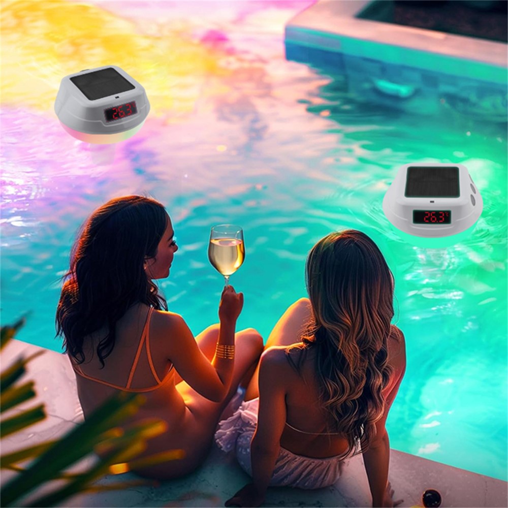 TS-PL01 Wireless Floating Pool Thermometer Solar Powered Digital Display Water Temperature Meter with RGB Light