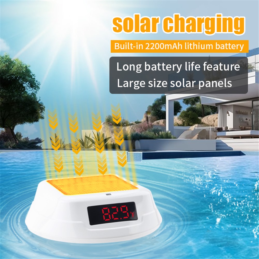TS-PL01 Wireless Floating Pool Thermometer Solar Powered Digital Display Water Temperature Meter with RGB Light