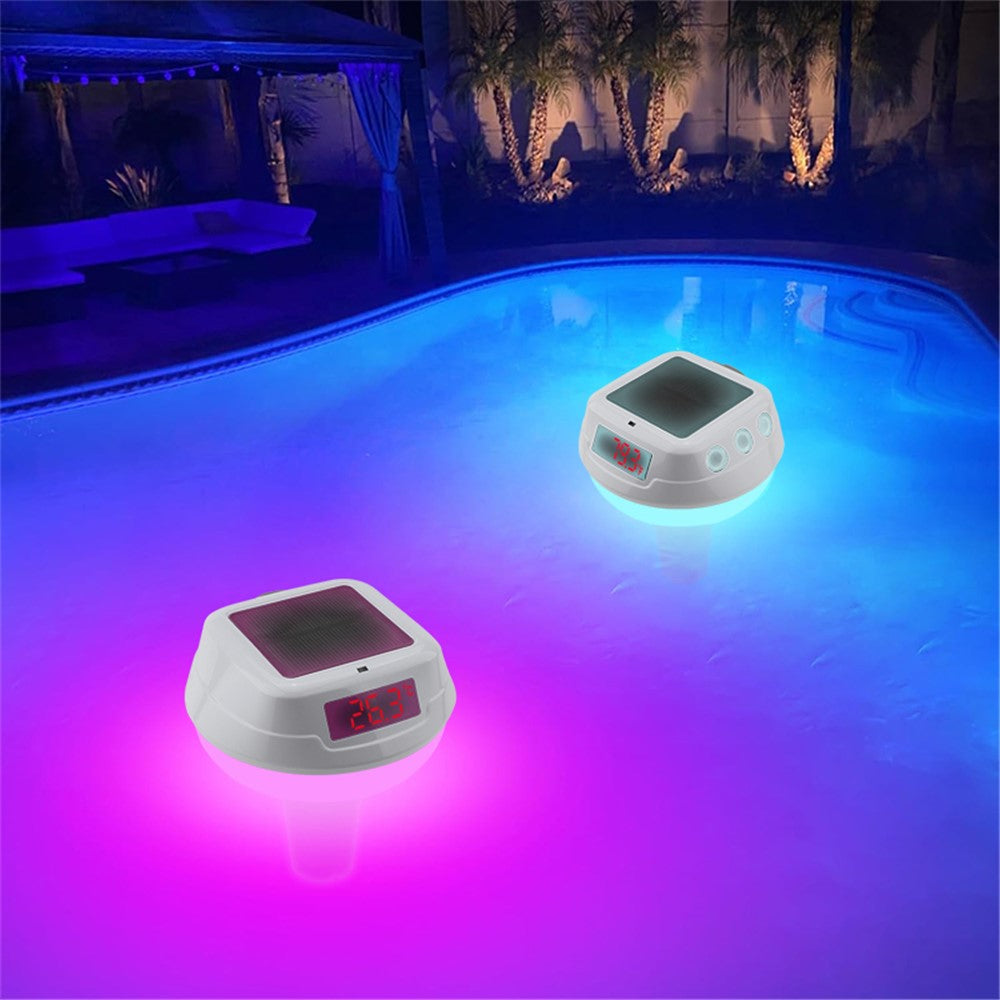 TS-PL03 Solar Powered Digital Display Floating Pool Thermometer with RGB Ambient Light for Swimming Pool