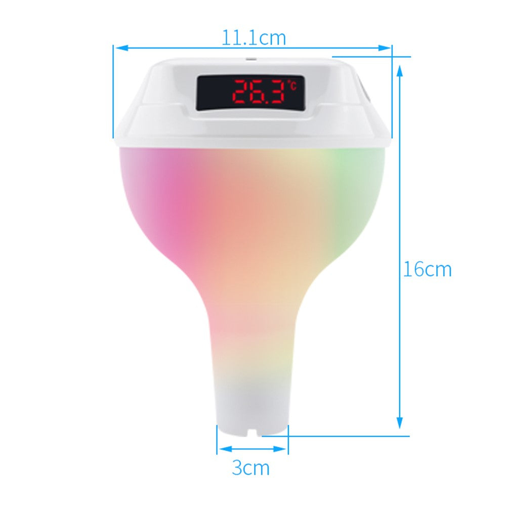 TS-PL03 Solar Powered Digital Display Floating Pool Thermometer with RGB Ambient Light for Swimming Pool