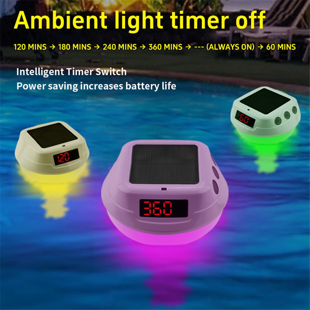 TS-PL03 Solar Powered Digital Display Floating Pool Thermometer with RGB Ambient Light for Swimming Pool