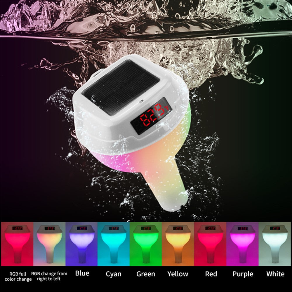 TS-PL03 Solar Powered Digital Display Floating Pool Thermometer with RGB Ambient Light for Swimming Pool