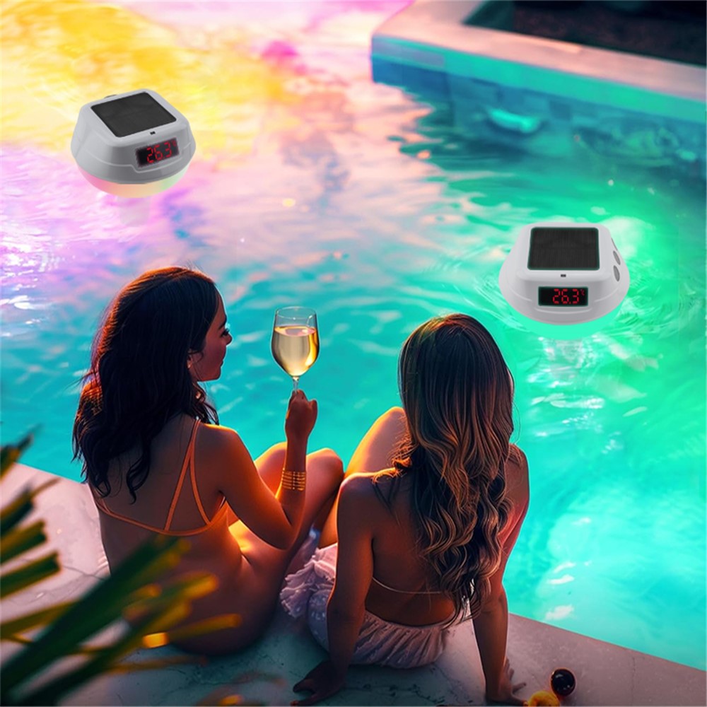 TS-PL04 RGB Solar Wireless Pool Thermometer Digital Display Floating Temperature Meter for Swimming Pool