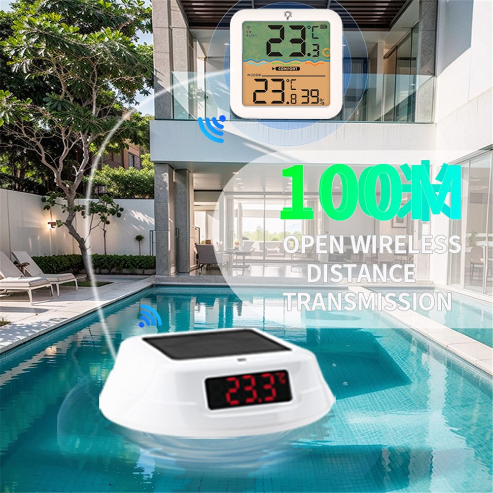 TS-PL04 RGB Solar Wireless Pool Thermometer Digital Display Floating Temperature Meter for Swimming Pool