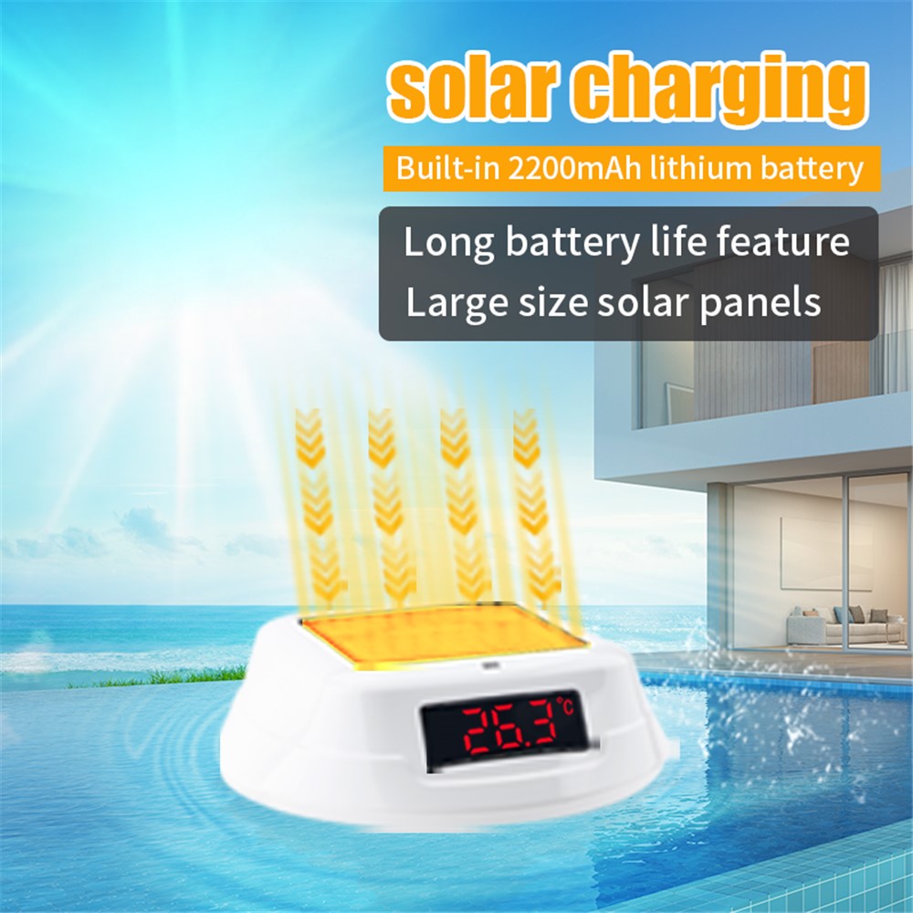 TS-PL04 RGB Solar Wireless Pool Thermometer Digital Display Floating Temperature Meter for Swimming Pool