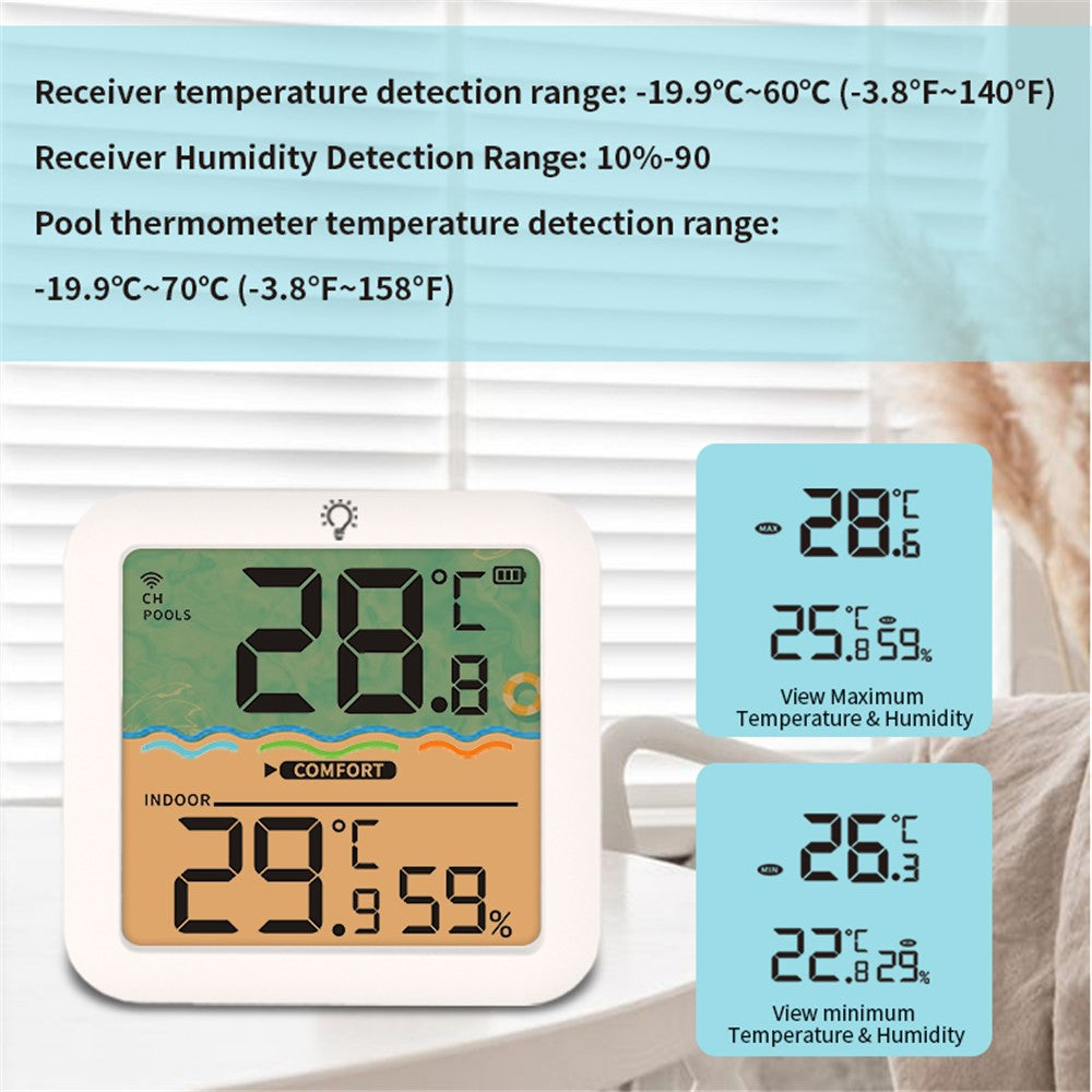 TS-PL04 RGB Solar Wireless Pool Thermometer Digital Display Floating Temperature Meter for Swimming Pool