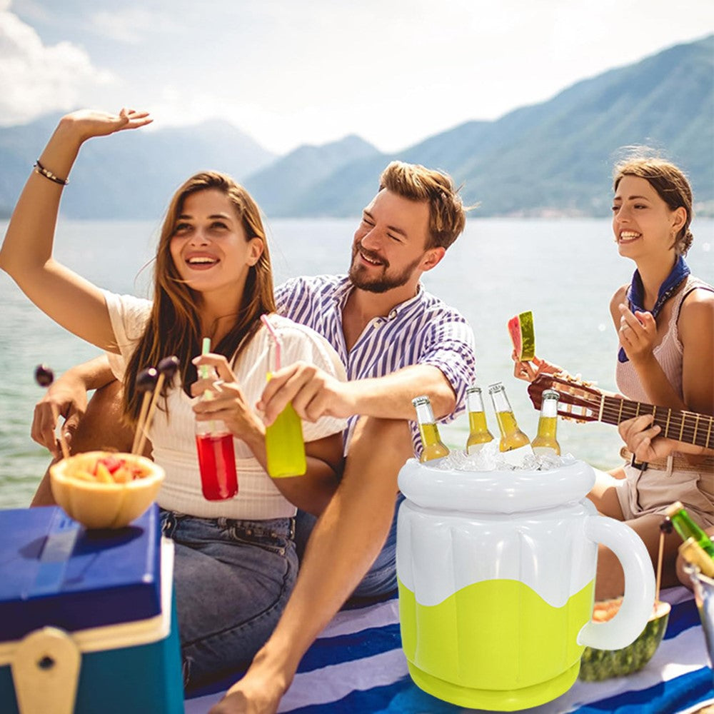 YX-PJBBT Pool Beach Outdoor Inflatable PVC Ice Bucket Beer Holder Cup Portable Drink Cooling Container