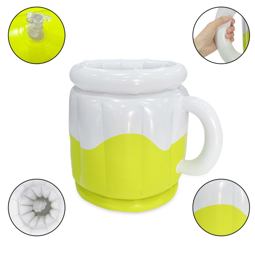 YX-PJBBT Pool Beach Outdoor Inflatable PVC Ice Bucket Beer Holder Cup Portable Drink Cooling Container