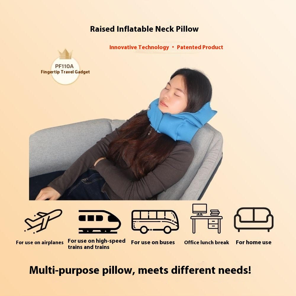 PICTET.FINO PF110A Inflatable Neck Pillow Extended Height Compact Travel Cushion for Home / Outdoor