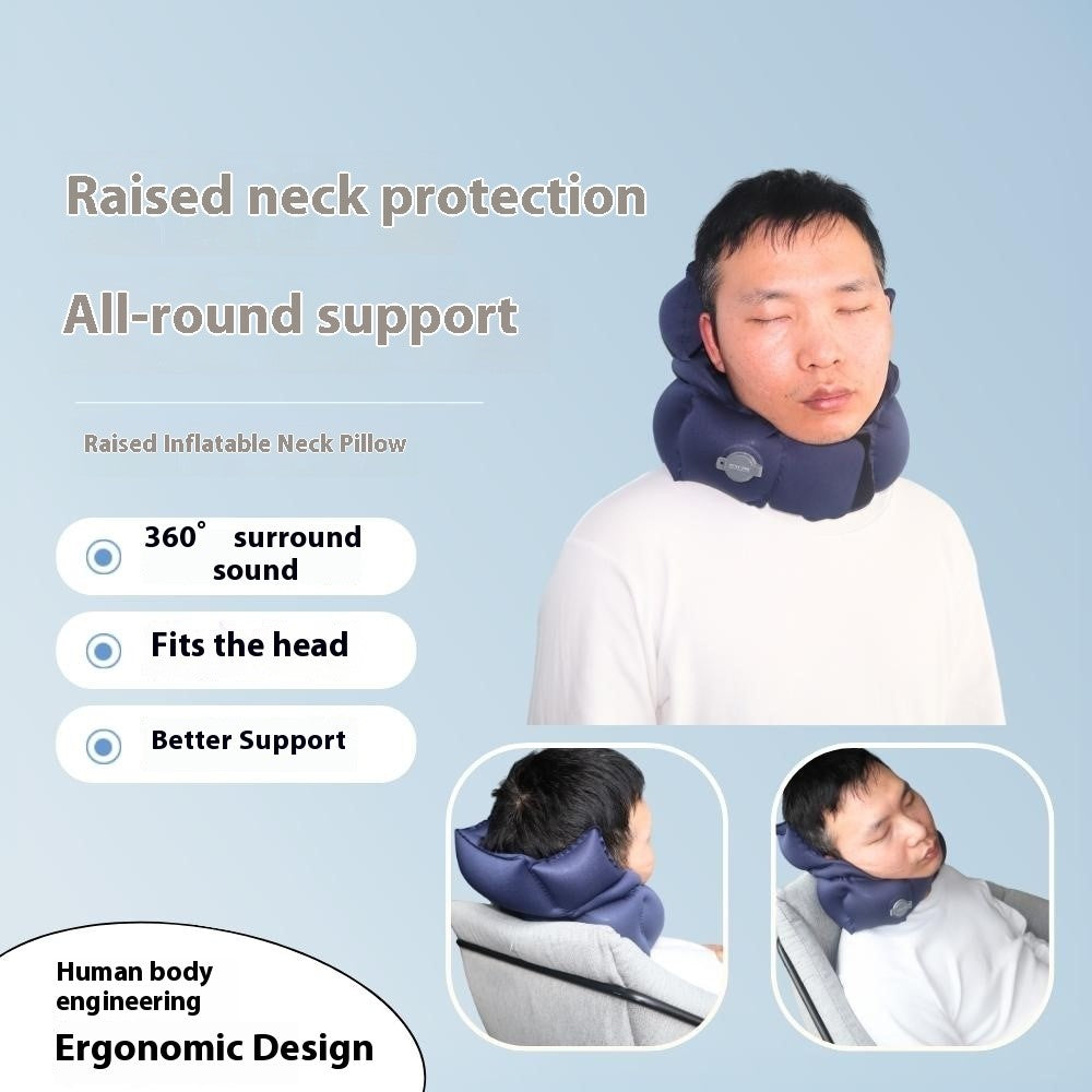 PICTET.FINO PF110B Inflatable Neck Pillow Elevated Design Crystal Velvet Inflate Pillow for Travel