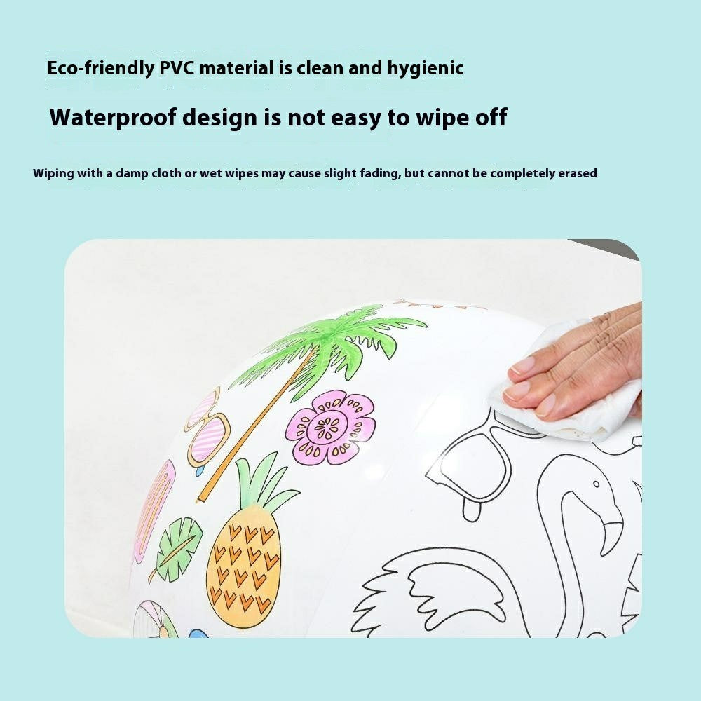 30cm Diameter Creative DIY Inflatable Beach Ball with 4 Markers Doodle Drawing Toy for Kids