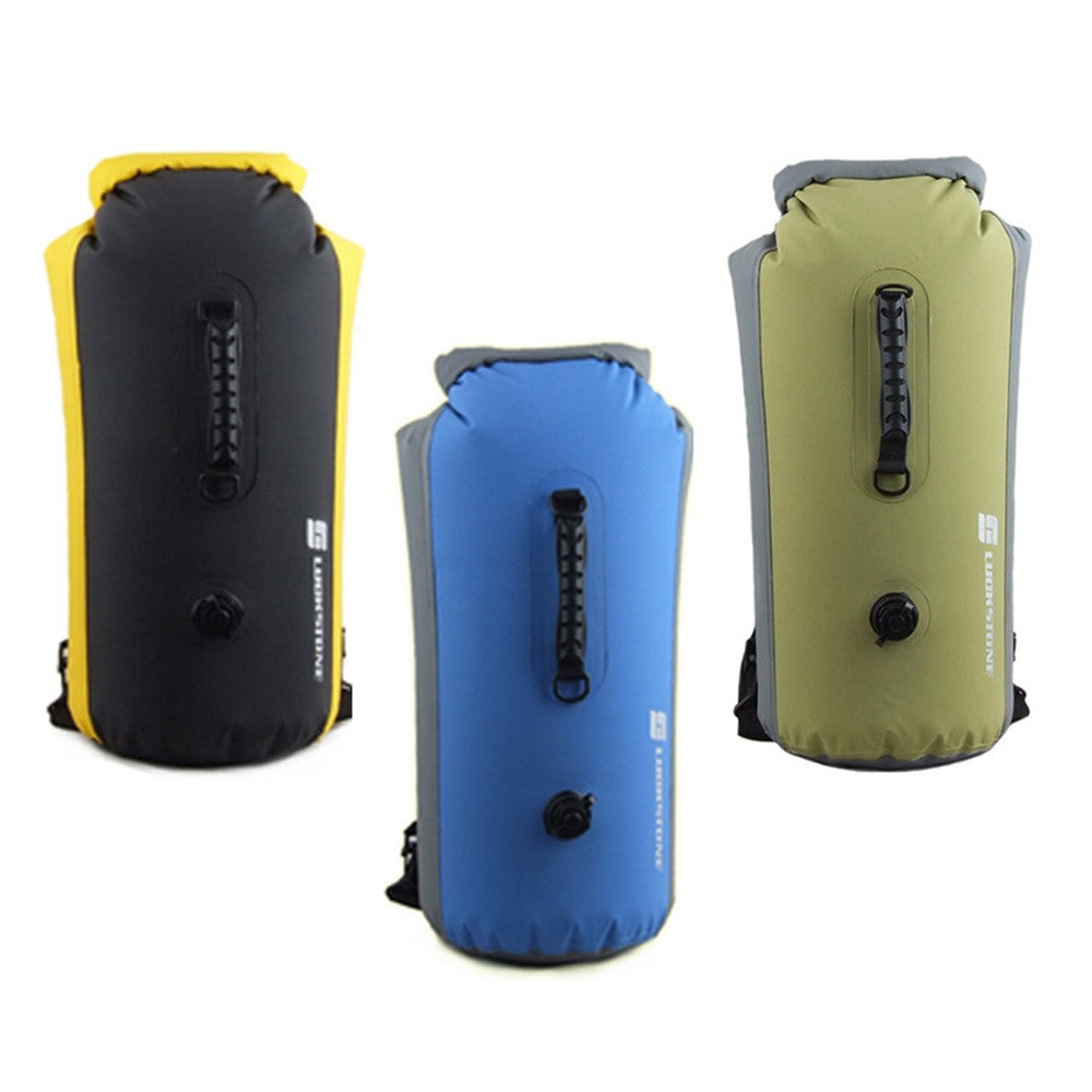 LUCKSTONE 35L Inflatable Waterproof Dry Bag Backpack Tote Bucket Bag for Swimming Rafting Drifting