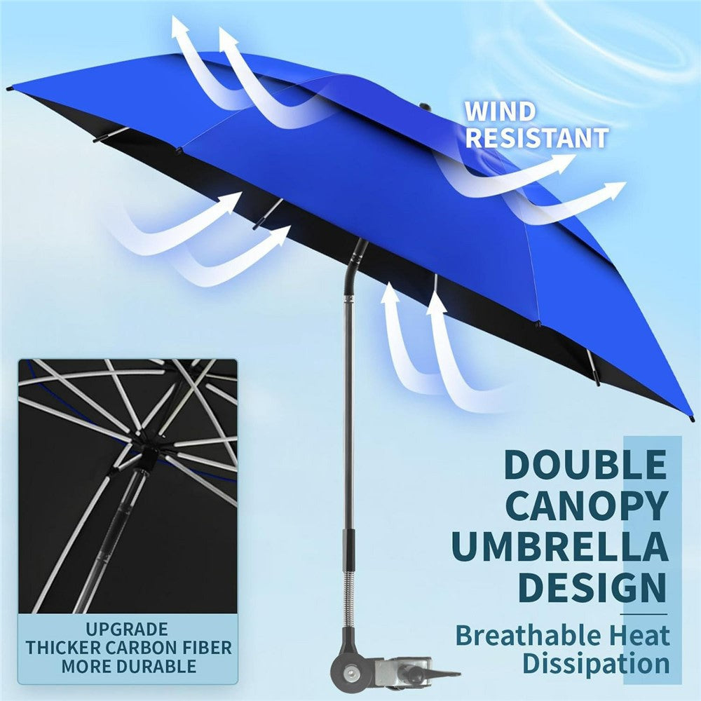 Outdoor Sun Umbrella for Fishing Camping Folding Beach Chair Clamp Umbrella 120cm Canopy Anti-UV Protection