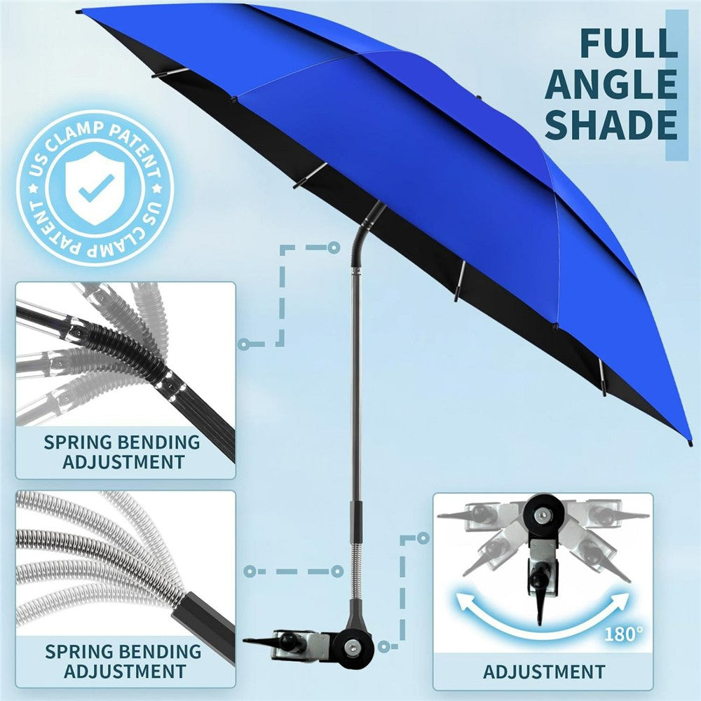 Outdoor Sun Umbrella for Fishing Camping Folding Beach Chair Clamp Umbrella 120cm Canopy Anti-UV Protection