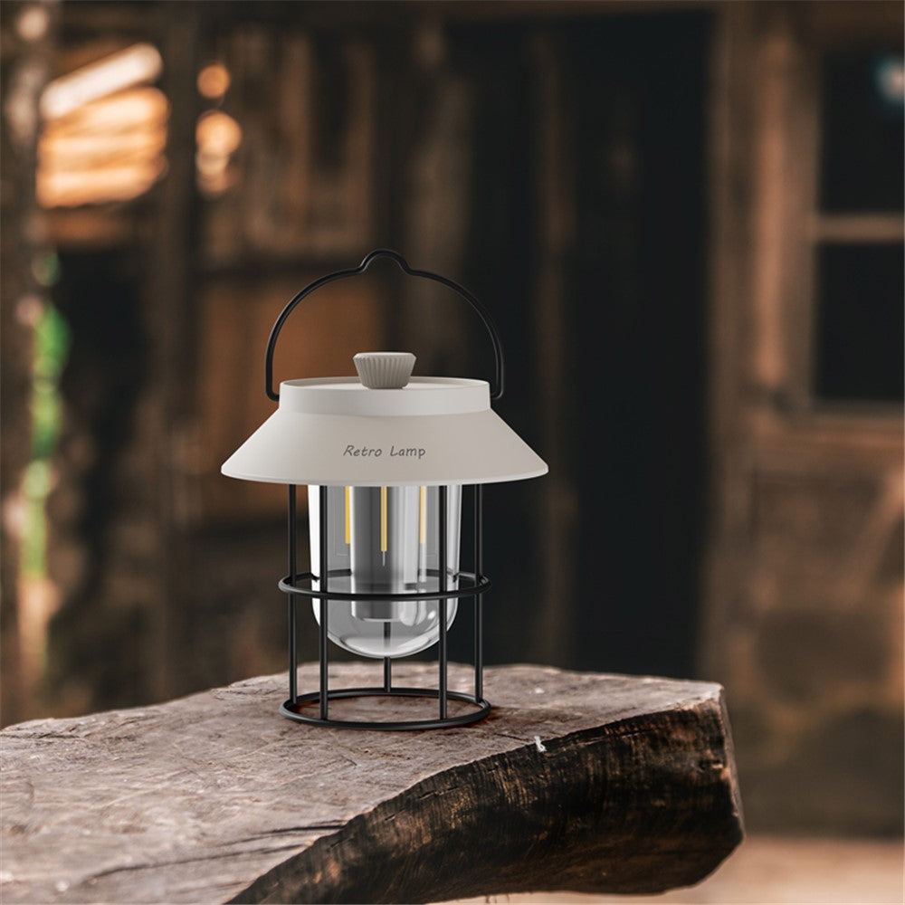 Vintage Iron Art Rechargeable Camping LED Light Portable Outdoor Tent Lantern Hanging Lamp