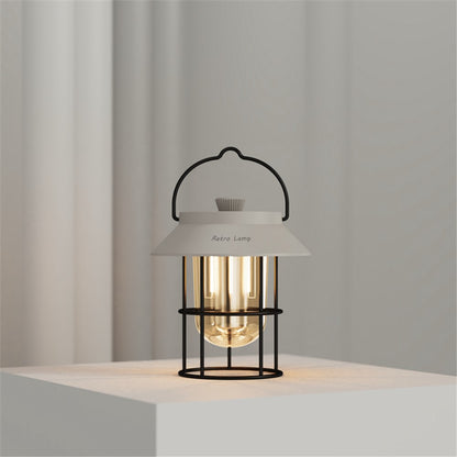 Vintage Iron Art Rechargeable Camping LED Light Portable Outdoor Tent Lantern Hanging Lamp
