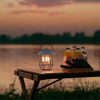 Vintage Iron Art Tent Lantern Rechargeable Hanging Lamp Portable Camping LED Light