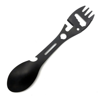 Stainless Steel Camping Spoon Fork Knife Wine Bottle Opener (BPA-Free, No FDA Certified)