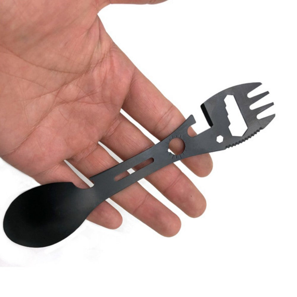 Stainless Steel Camping Spoon Fork Knife Wine Bottle Opener (BPA-Free, No FDA Certified)