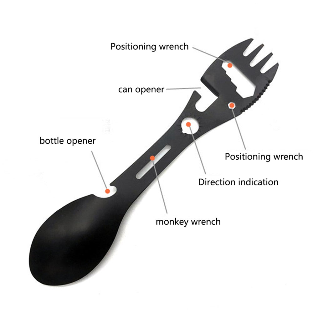 Stainless Steel Camping Spoon Fork Knife Wine Bottle Opener (BPA-Free, No FDA Certified)