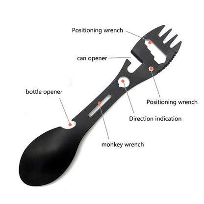 Stainless Steel Camping Spoon Fork Knife Wine Bottle Opener (BPA-Free, No FDA Certified)