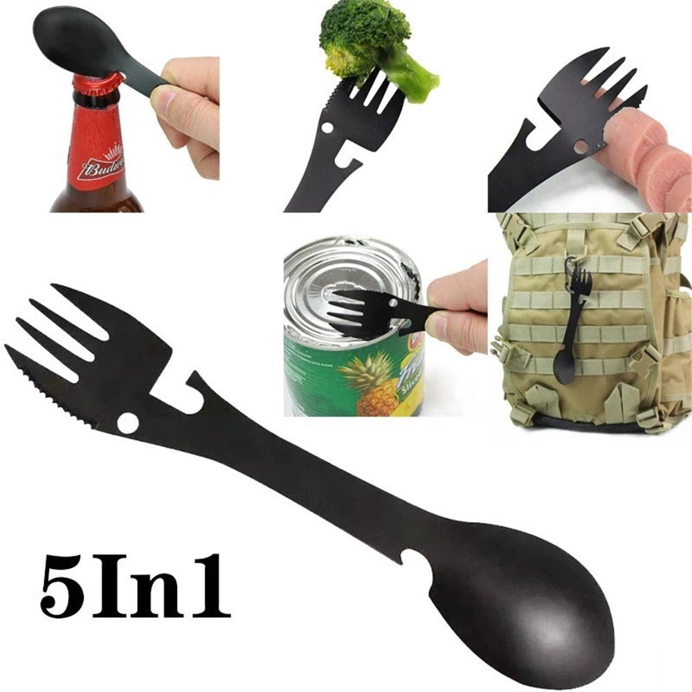 DY6989 Spork Stainless Steel Spoon Fork Knife Bottle Can Opener (BPA-Free, No FDA)