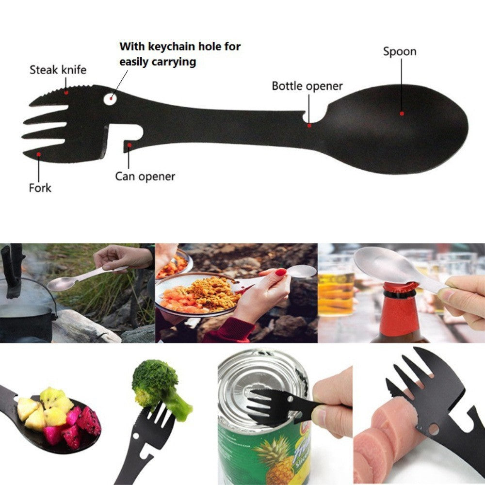 DY6989 Spork Stainless Steel Spoon Fork Knife Bottle Can Opener (BPA-Free, No FDA)