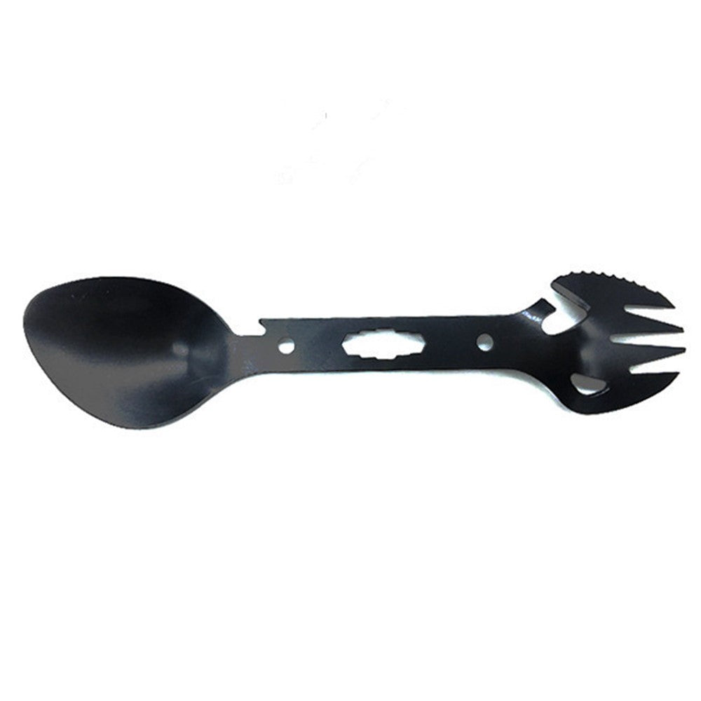 DIY0432 10-in-1 Utility Tactical Spork Stainless Steel Spoon Bottle Opener Camping Utensil (No FDA Certificate)