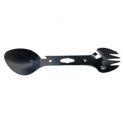 DIY0432 10-in-1 Utility Tactical Spork Stainless Steel Spoon Bottle Opener Camping Utensil (No FDA Certificate)