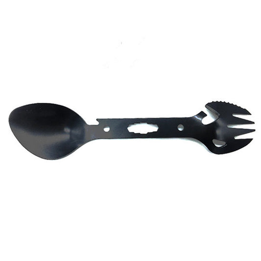 DIY0432 10-in-1 Utility Tactical Spork Stainless Steel Spoon Bottle Opener Camping Utensil (No FDA Certificate)
