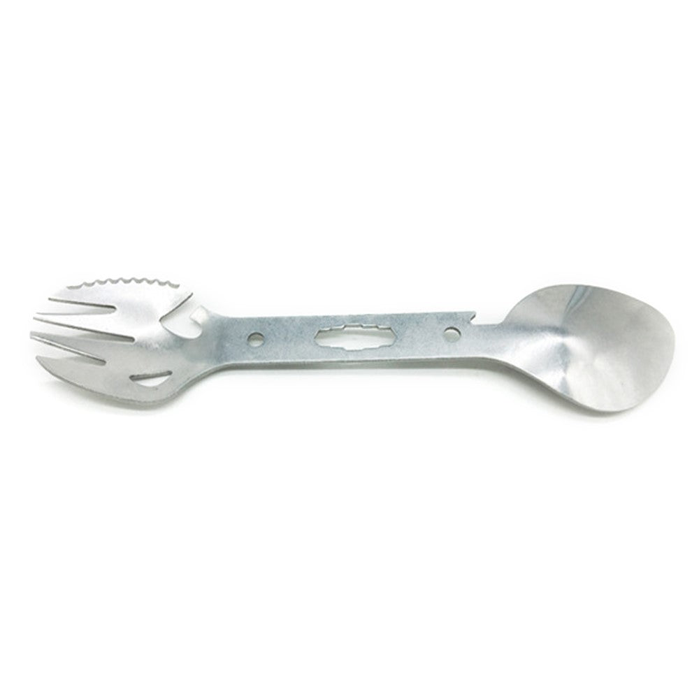 DIY0432 10-in-1 Utility Tactical Spork Stainless Steel Spoon Bottle Opener Camping Utensil (No FDA Certificate)