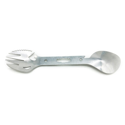 DIY0432 10-in-1 Utility Tactical Spork Stainless Steel Spoon Bottle Opener Camping Utensil (No FDA Certificate)